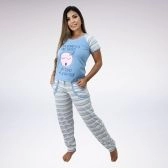 Pijama Calça Longa Com Manga Curta - Pijama Feminio Longo com Manga Curta