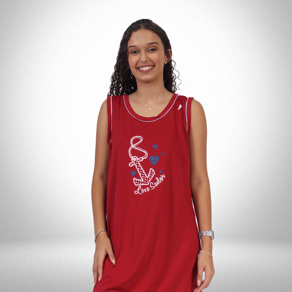 Camisola Regata Com Silk Náutico Pv  - Vermelha