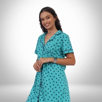 Camisão Com Gola Manga Curta  Aberto Pv - Estampado