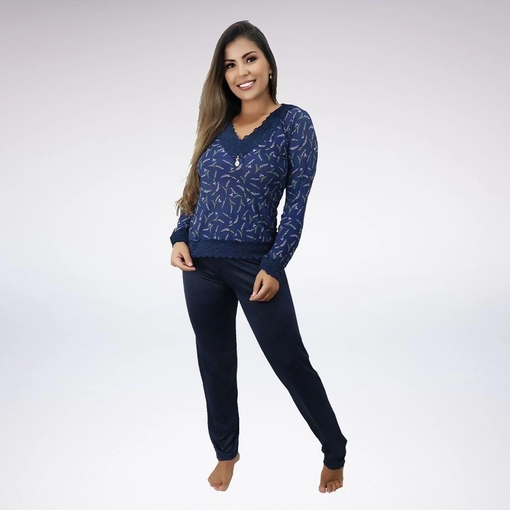 Pijama longo Com Renda Liganete