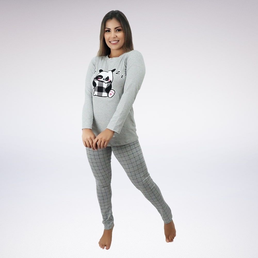 Pijama Longo Calça Moletim Blusa Viscolycra