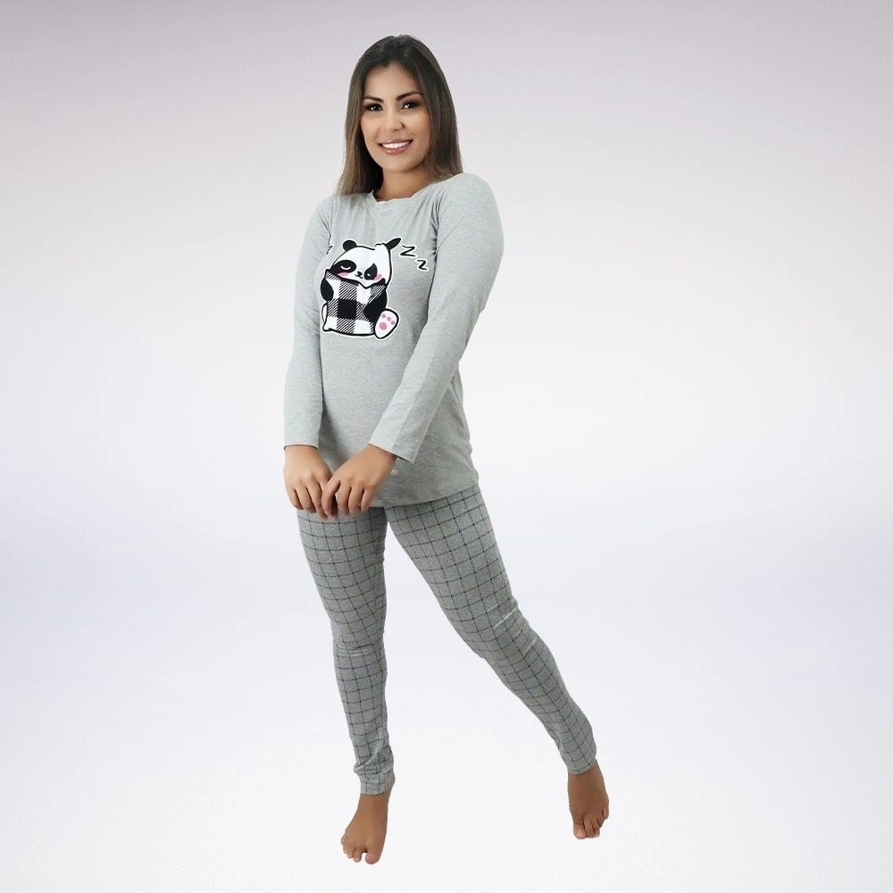 Pijama Longo Calça Moletim Blusa Viscolycra