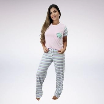 Pijama Calça Longa Com Manga Curta