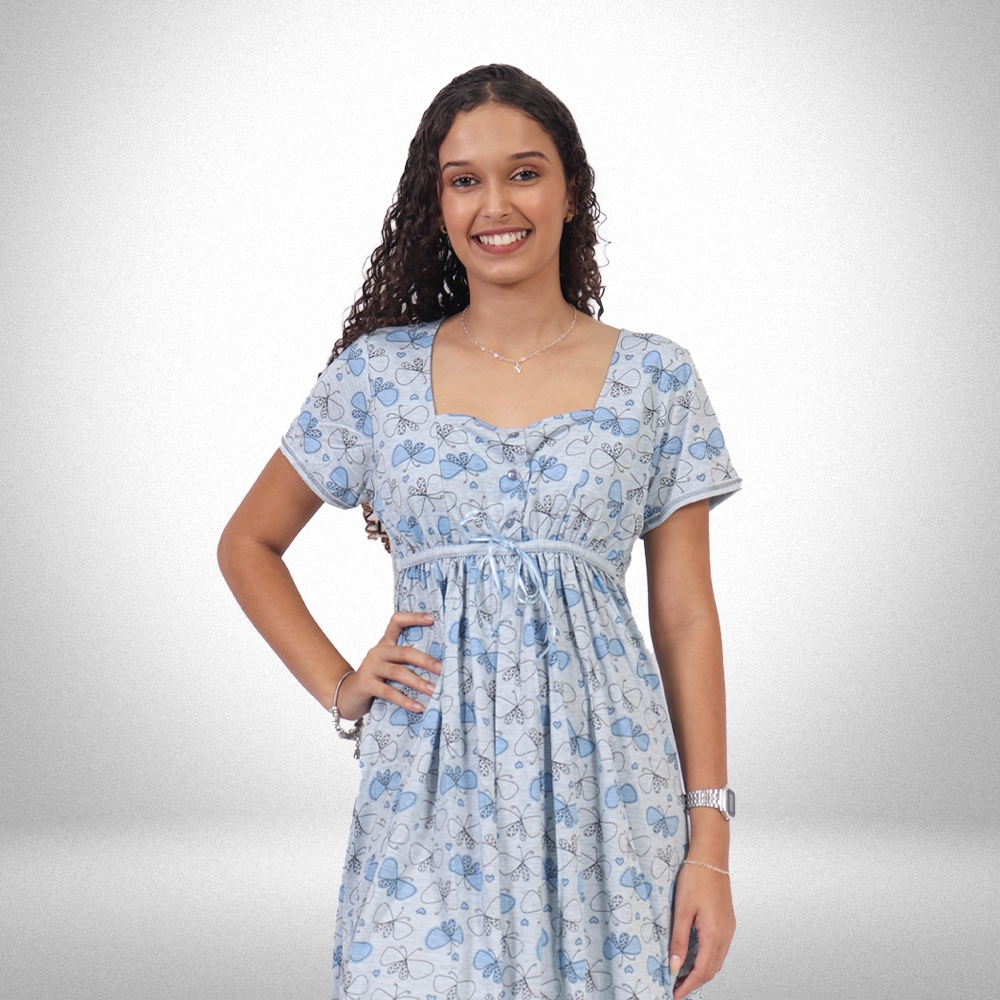 Camisola Gestante  Aberta No Peito Com Manga Pv - Estampada