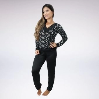 Pijama longo Com Renda Liganete