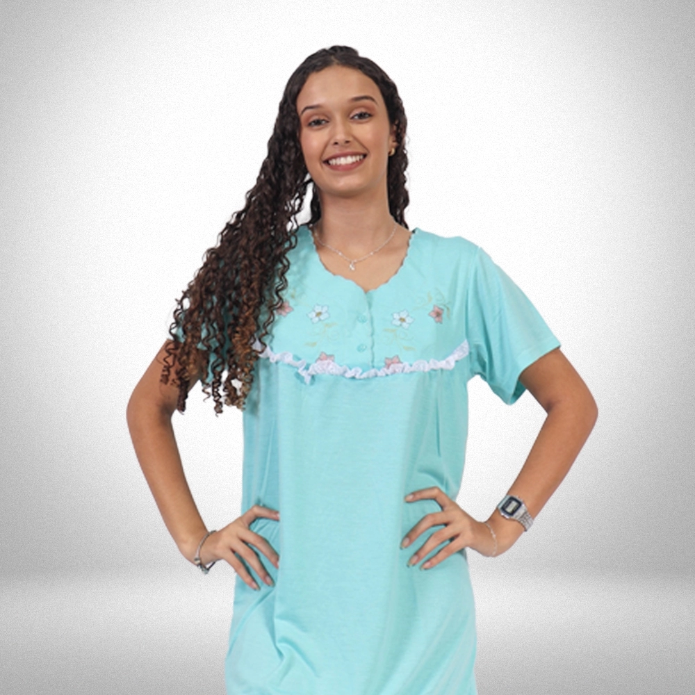 Camisola Com Manga Pala Bordada 2 Botões Pv