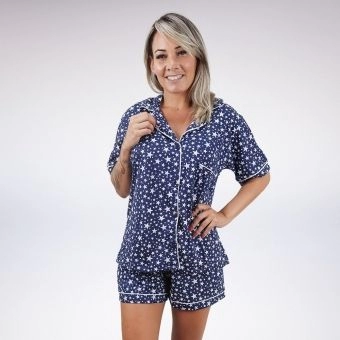 Short Dool Com Blusa Aberta Gola Pv - Estampado