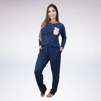 Pijama Longo Bolso Faca Viscolycra